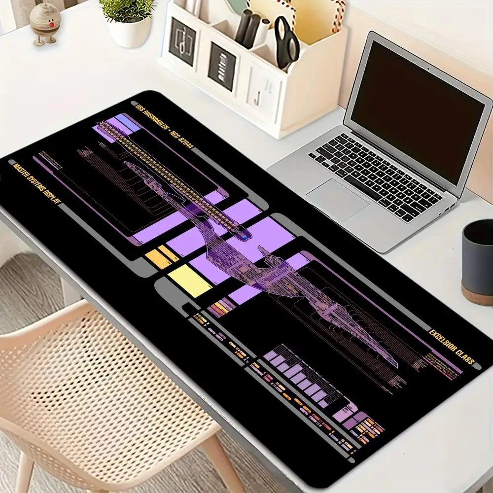 Spaceship Blueprints Mouse Pad Large Computer Office Game Table Mat Rubber Anti-slip Stitched Keyboard Mats 90x40 XXL Desk Pads