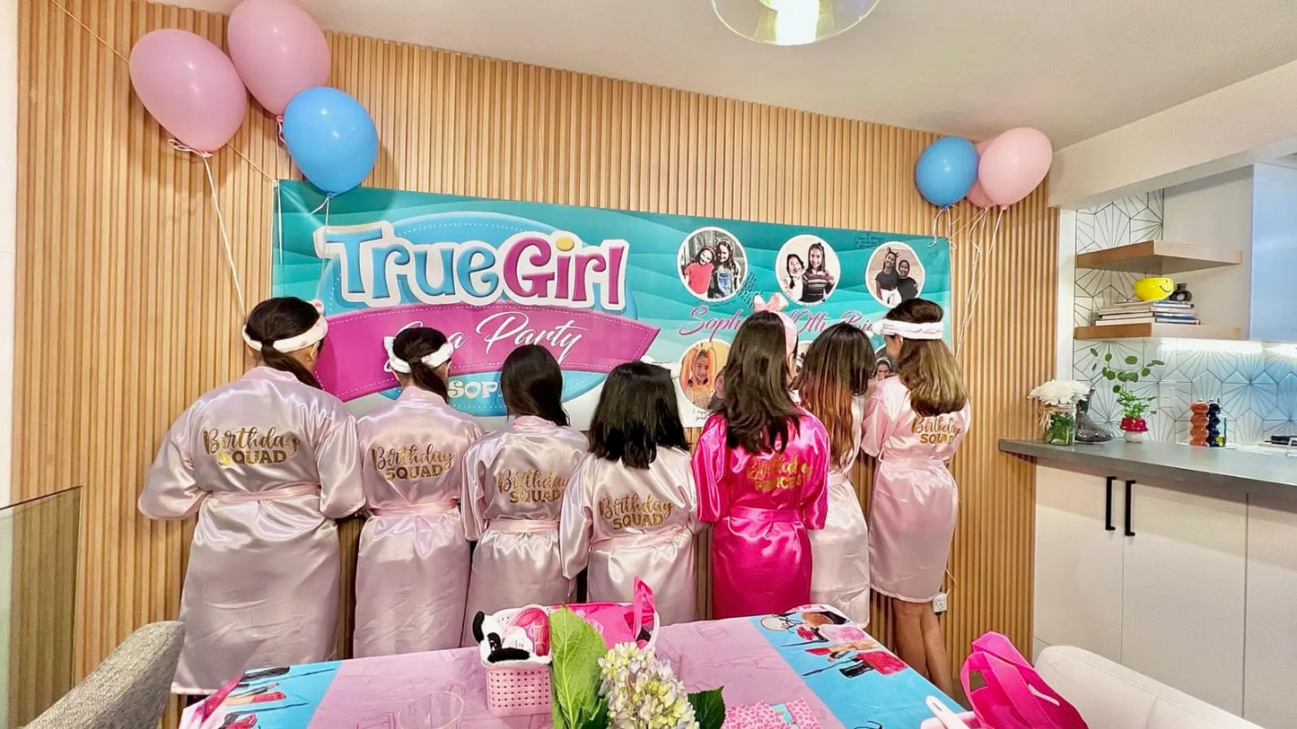 40 Pcs Girls Spa Party Supplies 10 Birthday Squad Princess Robe 10 Tote Bags 10 Headbands 10 Spa Masks for Birthday