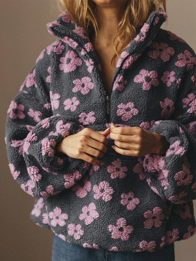 Shake Grain Velvet Flower Hoodie 2025 Autumn And Winter New Fashion Hoodie, Warm Furry Hoodie, Woolen Sweater For Women