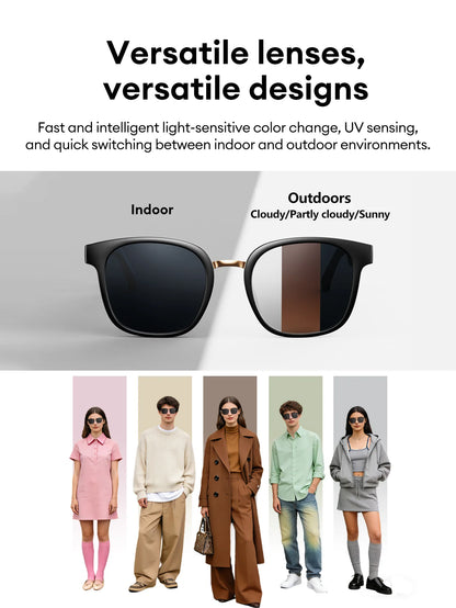Lenovo GS106 Smart Wireless Glasses Bluetooth 6.0 Photochromic Lenses Sunglasses Hands-Free Music Calls Outdoor Sports Headphone