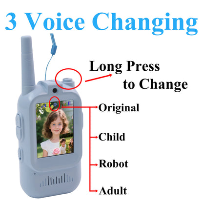 Kid's Video Walkie Talkie with Audio Message Sending and Photo Taking Long Range 2 Way Radio for Camping Christmas Gifts