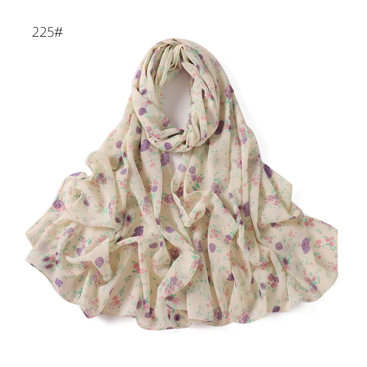 66 Colors Pearl Chiffon Printed Hijab Scarf New Fresh Small Floral Polka Dot Sunscreen Silk Scarf Shawl Turbans for Women Hijabs