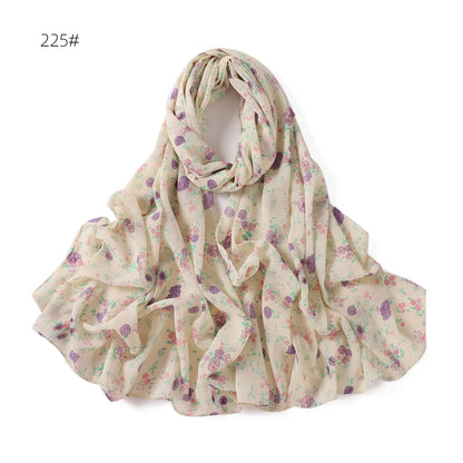 66 Colors Pearl Chiffon Printed Hijab Scarf New Fresh Small Floral Polka Dot Sunscreen Silk Scarf Shawl Turbans for Women Hijabs