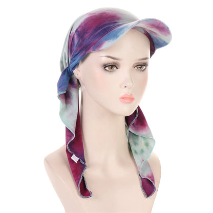 Trendy Print Muslim Hijab Caps With Brim Women Baseball Cap Wrap Head Ramadan Ladies Fashion Headwear Turban Bonnet