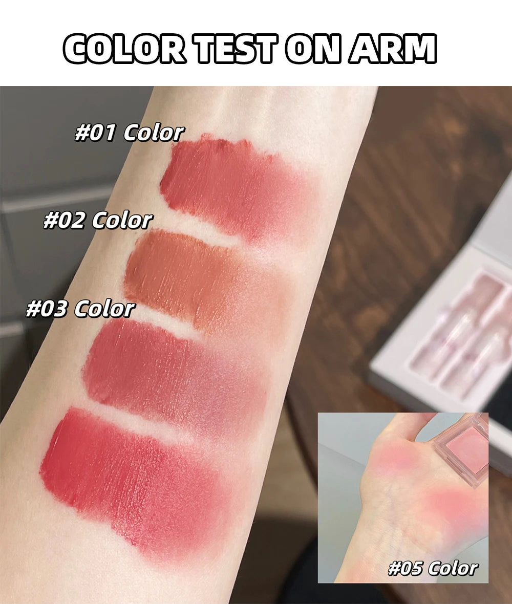 ART VALUE Makeup Sets Include 4Pcs Velvet Matte Lip Mud,1 Pc Blush Palette And 1 Necklace Gift Cosmetics Kits Lasting Lipgloss