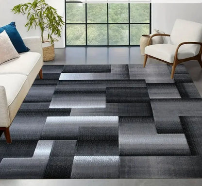 Black Geometric Large Carpet Light Luxury European and Carpet Home Sofa Tea Table Mat Indoor Outdoor Carpet Floor Mat Decoration