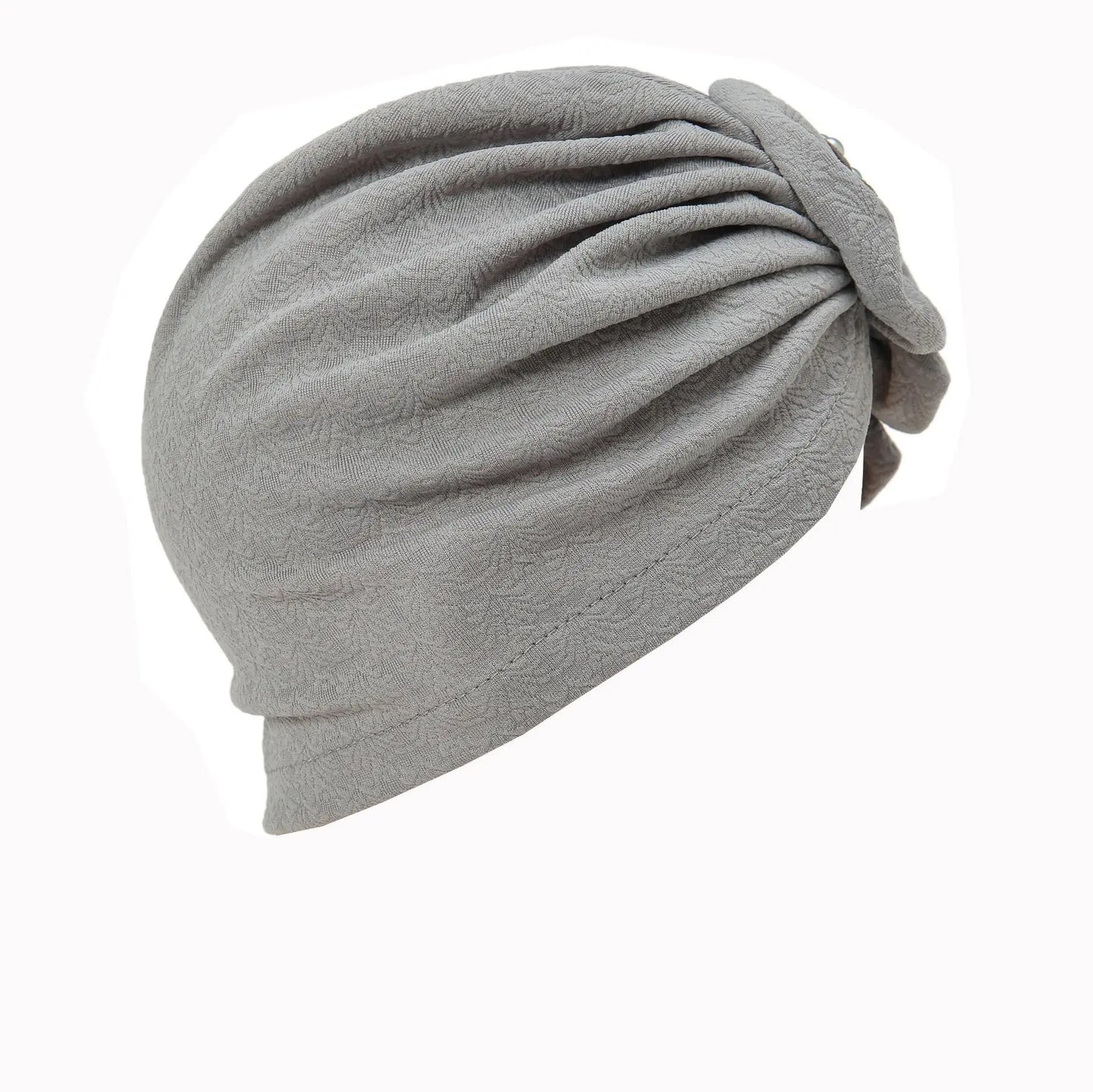 Solid Color Flowers Muslim Hijab Caps Beading Women Wrap Head Ramadan Ladies Fashion Headwear Turban Bonnet