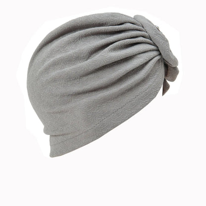 Solid Color Flowers Muslim Hijab Caps Beading Women Wrap Head Ramadan Ladies Fashion Headwear Turban Bonnet