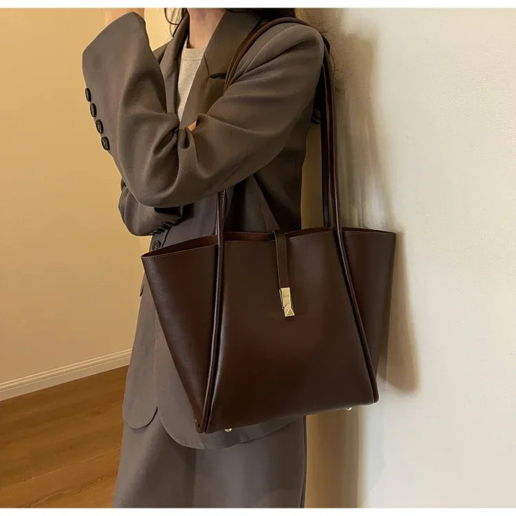 Branded Designer Shoulder Tote Bags For Women Soft PU Leather 2-IN-1 Big Capacity Shopper Tote Set 2025 Luxury Designer Handbags