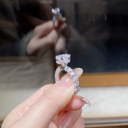 18K white gold and platinum PT950 moissanite diamond ring for women sterling silver 3 carat four-claw diamond ring for wedding