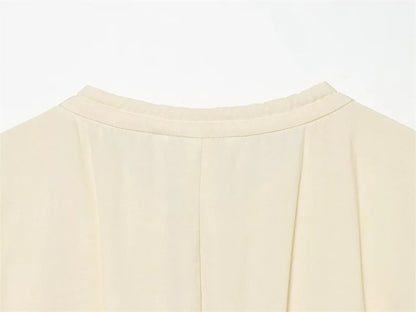 Women's Dress 2026 Summer New Beige Long-Sleeve Loose Tie-Decorated Long Dress Elegant and Graceful Beach Vacation