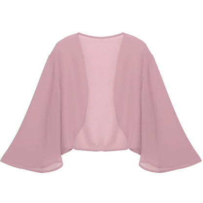 Womens 3/4 Sleeve Chiffon Cardigan Bolero Jacket Summer Elegant Wedding Party Bridal Dress Cover Ups Wraps Shawls Shrug