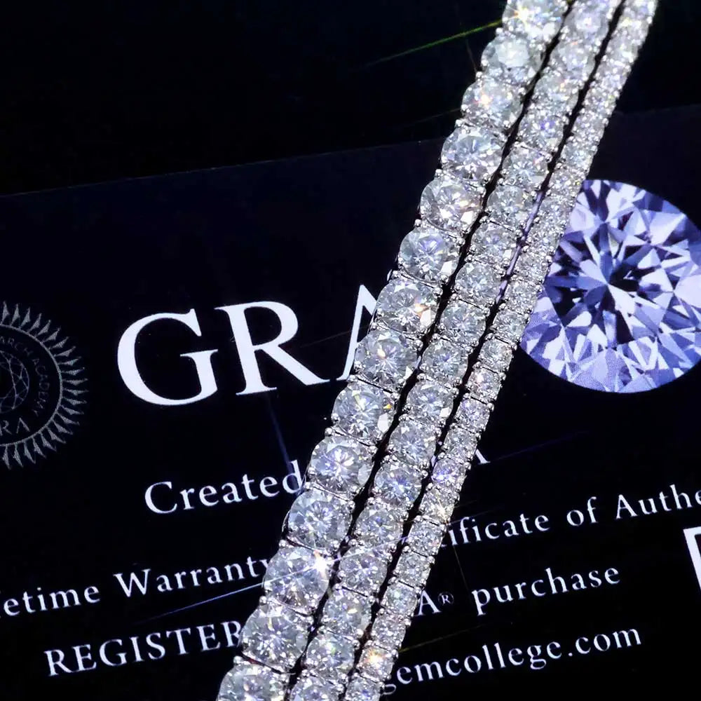 NUOYA Hip Hop Moissanite Tennis Necklace Ice Out VVS1 Diamond Chain Sparkling Jewelry Luxury Gifts for Men and Women