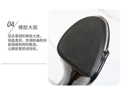 13CM Woman Slippers Mule Patent Leather Sandals Sexy Fashion Slides Party Shoes for Women Luxury Black Summer Platform Sandals