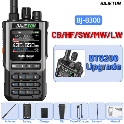BAJETON BJ-8300 10W Ham Radio HF SSB CB Walkie Talkie AM USB LSB CW Bluetooth Phone Programming Portable Shortwave Two Way Radio