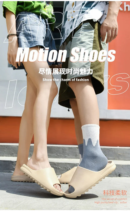 Summer Slippers Men Women Indoor EVA Soft Bottom Sandals Open Toe Trend Slides Beach Shoes Slippers Home Shoes Size 35-46