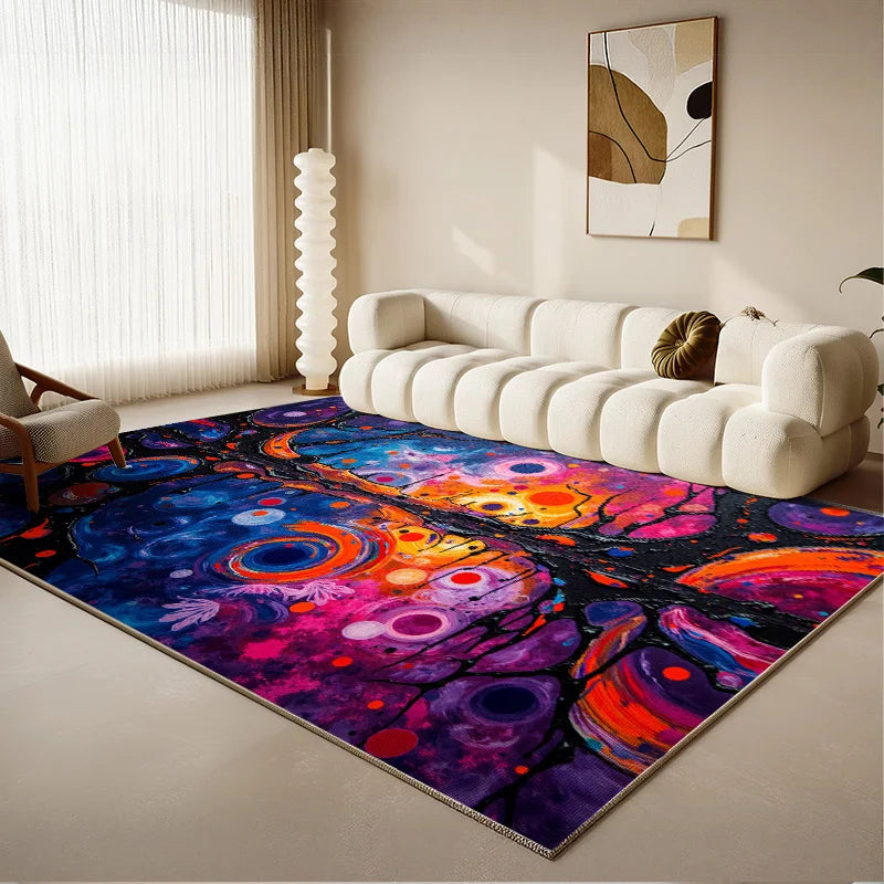 Color-Blocked Abstract Area Rug for Living Room Bedroom Modern Multi-Color Mat