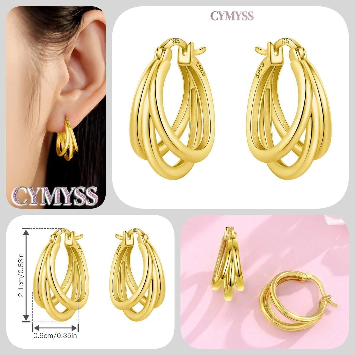 Original 925 Sterling Silver Heart Vintage Luxury Earrings Fashion 18K Gold Hoop Earrings for Women Piercing Jewelry Aretes 2026