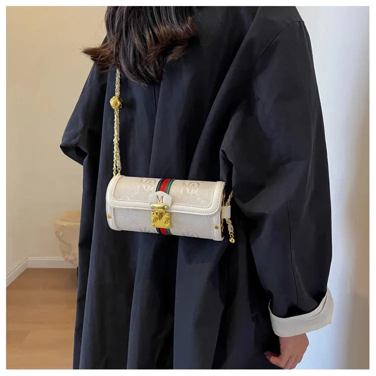 Light luxury brand-name high-end designer bag female 2025 new spring and summer niche shoulder bag messenger bag cylinder bag