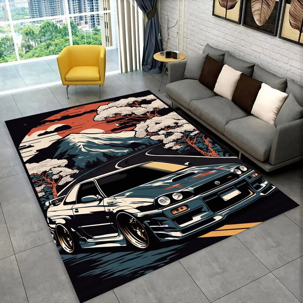 GTR Racing Car N-Nissan Logo 3D Carpet Rug for Home Living Room Bedroom Sofa Motorcycle Doormat Decor,kid  Area Rug Floor Mat