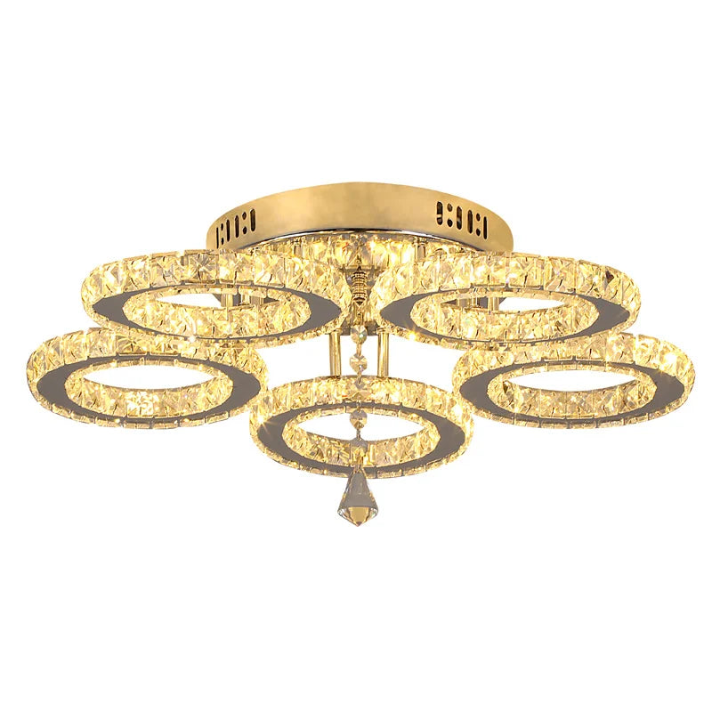 Modern Pendant Light Led Crystal Ring Ceiling Lamp Living Dining Room Chandelier Lustre Bedroom Luxury Home Decor Fixture Lumina