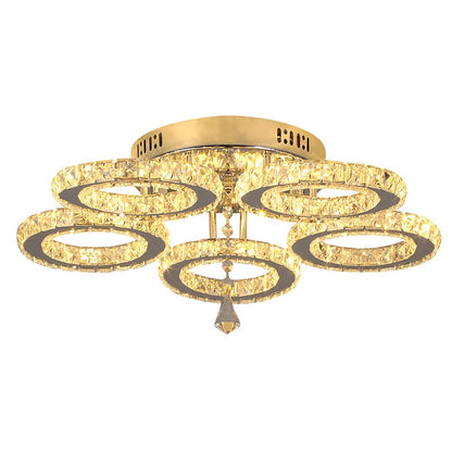 Modern Pendant Light Led Crystal Ring Ceiling Lamp Living Dining Room Chandelier Lustre Bedroom Luxury Home Decor Fixture Lumina