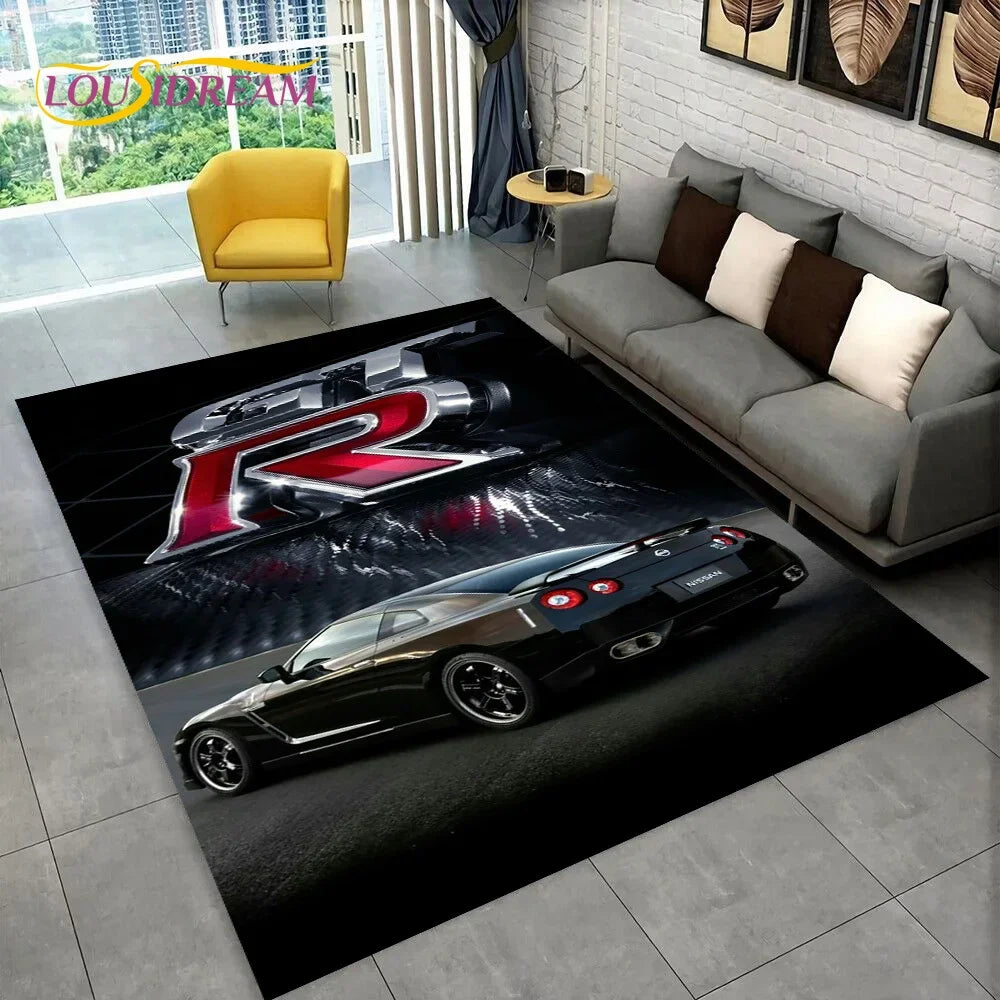 GTR Racing Car N-Nissan Logo 3D Carpet Rug for Home Living Room Bedroom Sofa Motorcycle Doormat Decor,kid  Area Rug Floor Mat