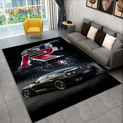GTR Racing Car N-Nissan Logo 3D Carpet Rug for Home Living Room Bedroom Sofa Motorcycle Doormat Decor,kid  Area Rug Floor Mat