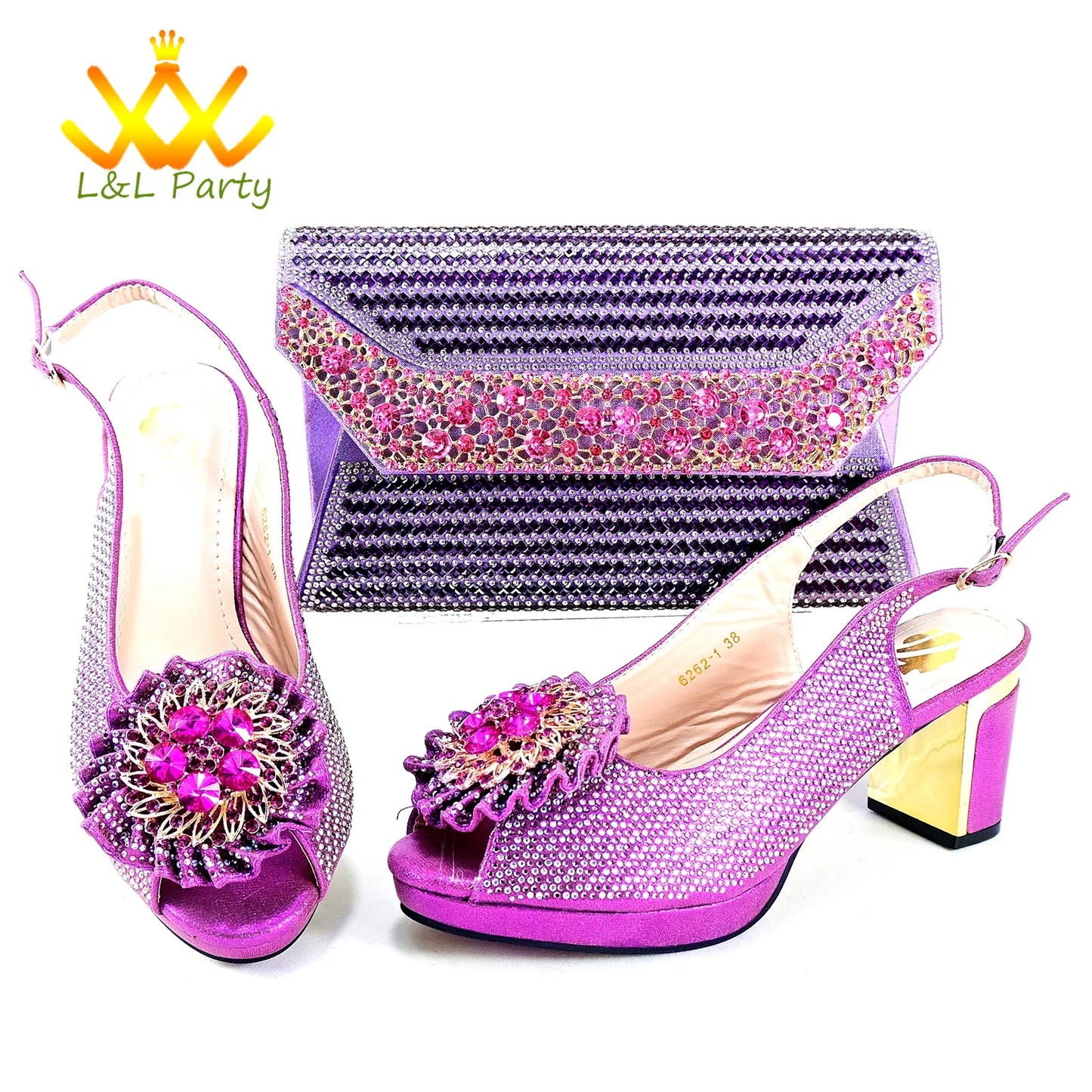 2024 Special New Arrivals Italian Women Shoes and Bag to Match in Green Color with Platform Shinning Crystal Sandal for Wedding