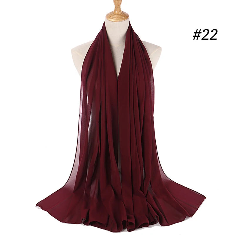 Muslim Chiffon Hijab Women Bubble Chiffon Scarf For Women Ladies Veil Muslim Islam Solid Color Malaysia Musulman Wrap Scarves