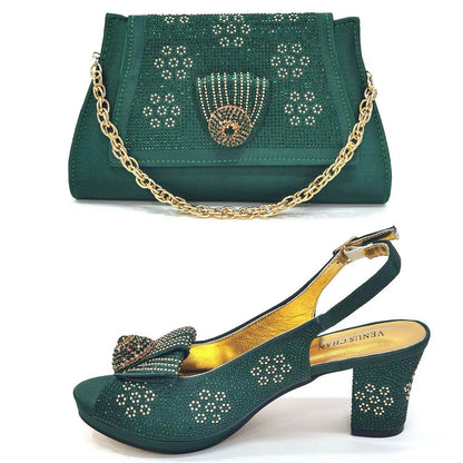 2025 New Hot Selling Sliver Sexy Design Round Toe Ladies Sandal with Bag Set For Women Wedding Party