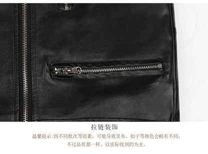 Nerazzurri Spring Autumn Loose Black Faux Leather Jacket Women with Lace Long Sleeves Zipper Belt Luxury Elegant Fashion 2022
