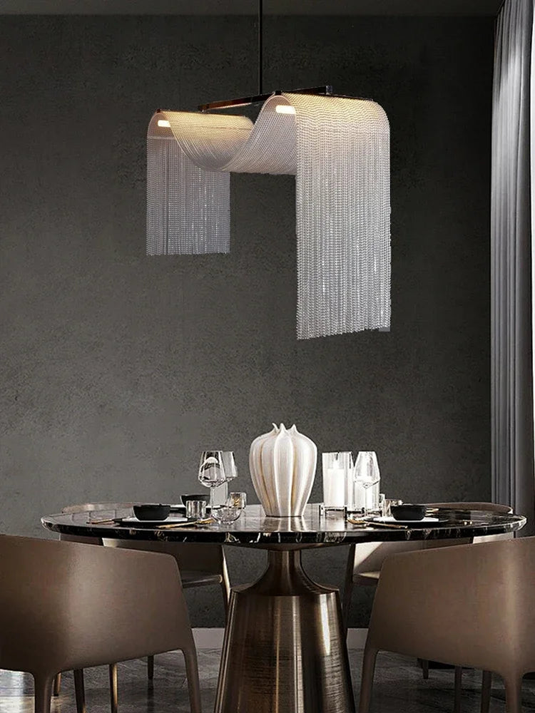 Waterfall Tassel Metal Pendant Lights European Designer LED Home Decor Hanging Lamps for Ceiling Living Room Chandelier Lighting