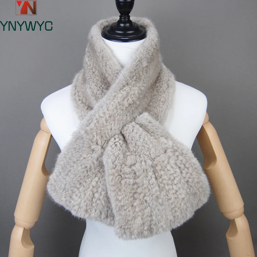 Fashion Women Winter Real Mink Fur Scarf Lady Warm Soft Genuine Mink Fur Scarf Shawl Fashion Luxury 100% Natural Mink Fur Scarfs