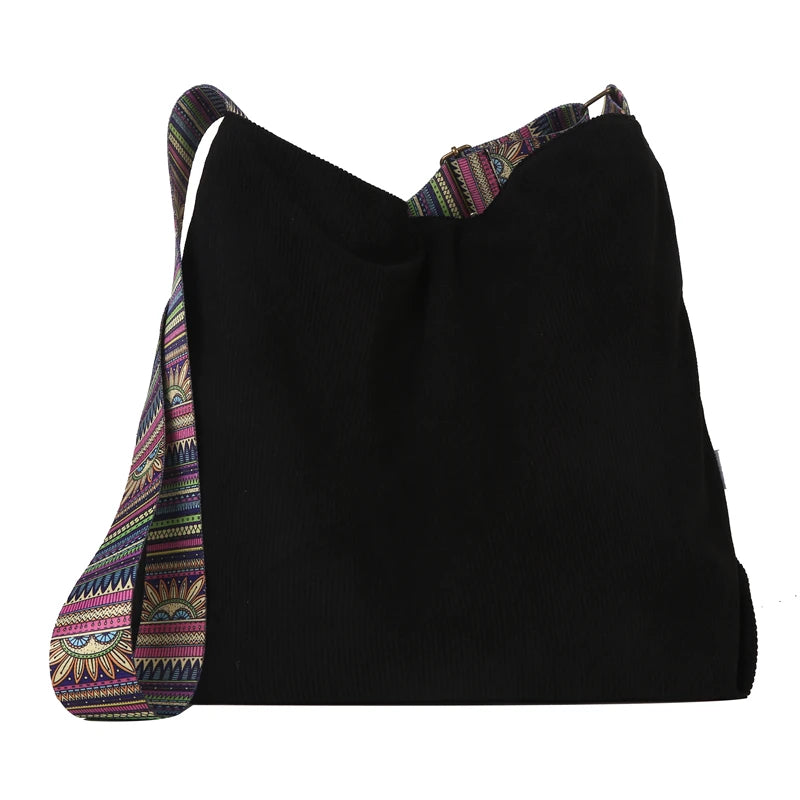 Women Luxury Corduroy Shoulder Bag Large Handbag Big Casual Tote Canvas Lining Solid Cloth Purse Zipper Crossbody Messenger Bags