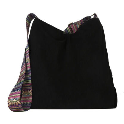 Women Luxury Corduroy Shoulder Bag Large Handbag Big Casual Tote Canvas Lining Solid Cloth Purse Zipper Crossbody Messenger Bags