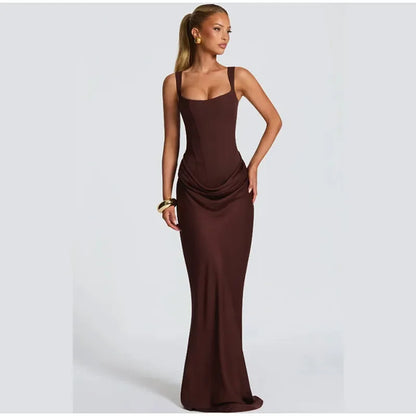 Women Sexy Square-neck Halter Mini Dress 2025 Pleated Sleeveless Backless High Waist Bodycon Dresses New Summer Lady Party Robes