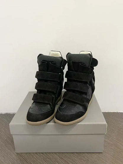 Women's Ankle Boots 2026 New Genuine Leather 8CM Hidden Heel Women Platform Sneakers Fashionable Splice Color Design Women Shoes