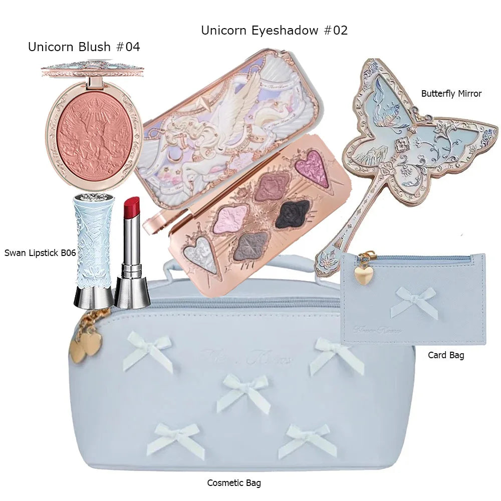 Flowerknows All In One Mackup Set Gift Box Flower Knows Glitter Eye Shadow Palette Blusher Long Lasting Gloss Lipstick With Bag