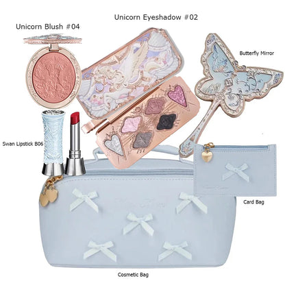 Flowerknows All In One Mackup Set Gift Box Flower Knows Glitter Eye Shadow Palette Blusher Long Lasting Gloss Lipstick With Bag