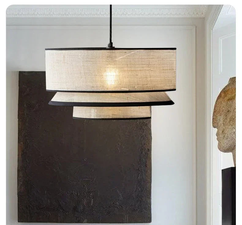 Fabric Ceiling Pendant Lamps Living Room Restaurant  Bedroom Kitchen Chandelier Home Decor Lustre Hanging Lights