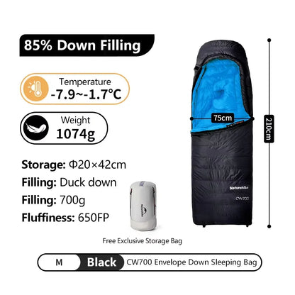 Naturehike CW400 CW700 Sleeping Bag Lightweight Duck Down Winter Thick Warm Ultralight Outdoor Hiking Camping Travel Equipment