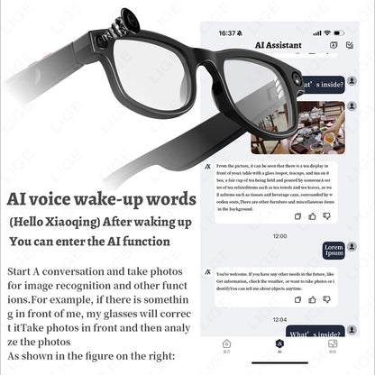 LIGE New Smart Glasses 500W Camera HD Video Recording Bluetooth Call Glasses AI Smart Translation Sunglasses WiFi Transmission