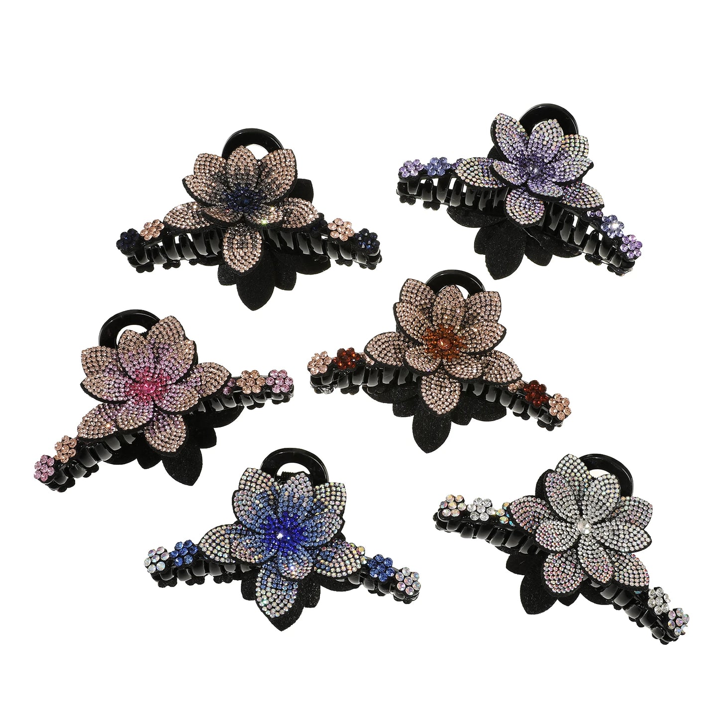 AWAYTR New Flower Hair Claws Clips Hairpins For Girls Women Fashion Rhinestone Hairgrip Barrettes Hair Crab Hair Accessories