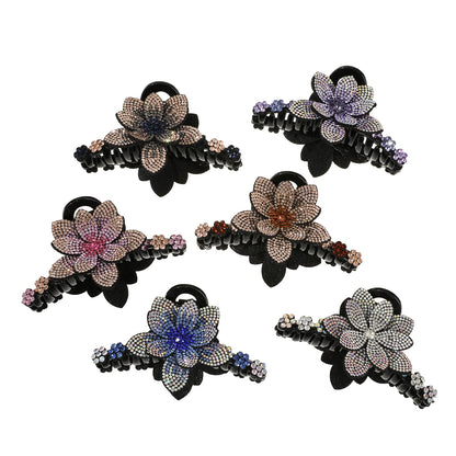 AWAYTR New Flower Hair Claws Clips Hairpins For Girls Women Fashion Rhinestone Hairgrip Barrettes Hair Crab Hair Accessories