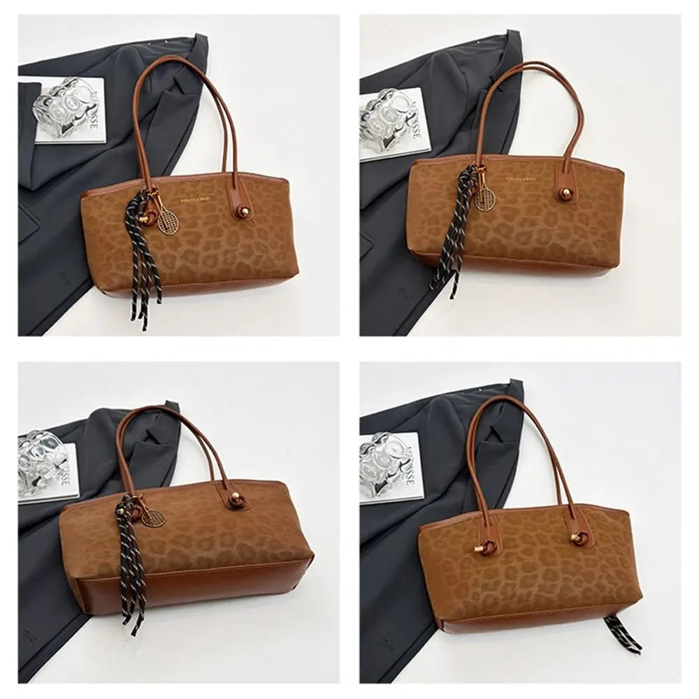 Luxury Design Leopard Print Underarm Shoulder Bags Large Capacity Retro Tote Bag PU Leather Women's Handbags Travel