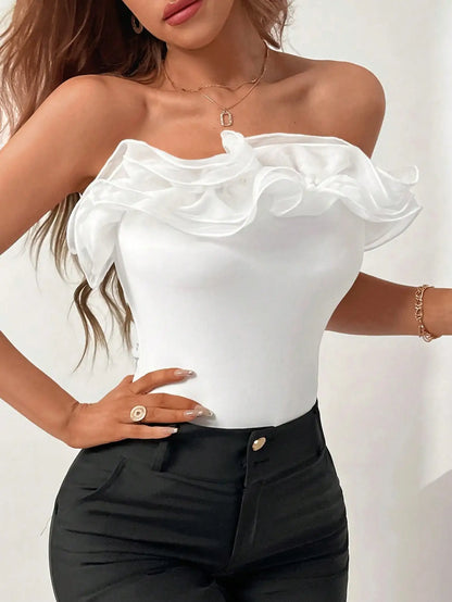 White Niche Does Not Hit a Unique Chic Short One-piece Strapless Top for Spice Girls to Wear Outside