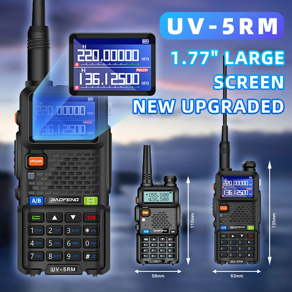 Baofeng Long Range Walkie Talkie UV-5RM 10W High Power Multifunctional Two-Way Radio with 999 Stored Channel, Dual Band (UHF/VHF