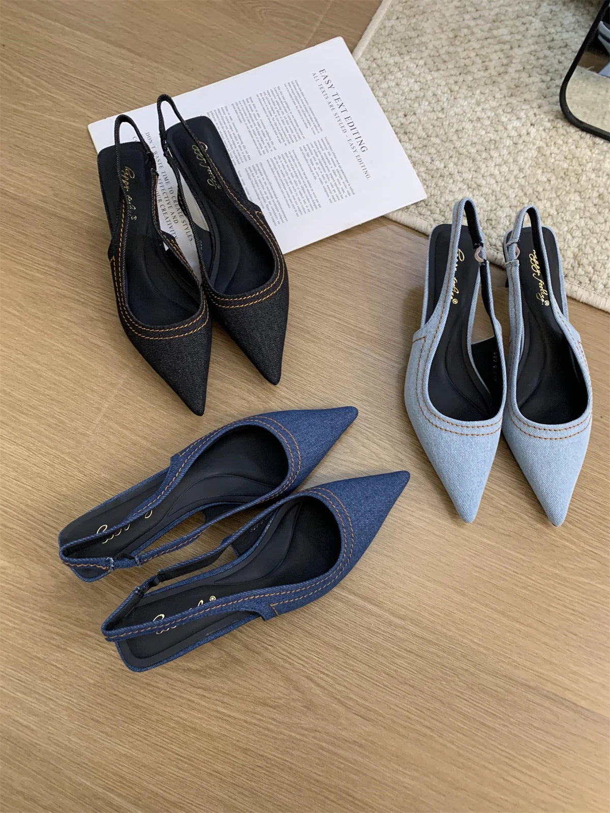Bailamos Brand New Women Sandals Fashion Pointed Toe Shallow Slip On Ladies Elegant Slingback Shoes Med Heel Pumps Shoes Mujer