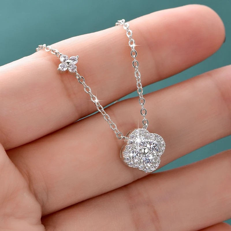 Rrjzz GRA Certified D-Color VVS1 Moissanite Pendant Necklace Lab Created Imitation Diamond for Women Charm Necklace Jewelry Gift